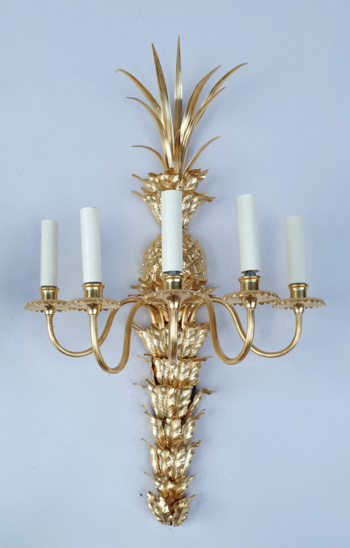 gilt brass and bronze ananas sconces maison charles