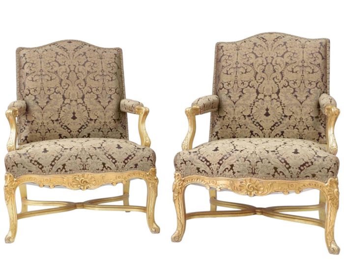 Regence giltwood armchairs