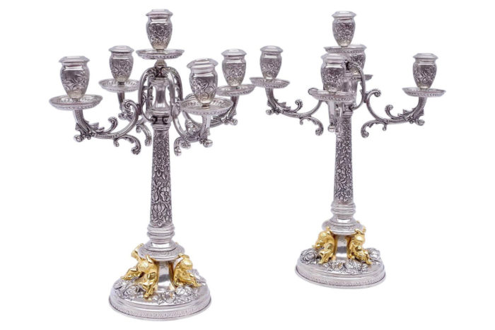 paire candelabre argent massif putti argentes