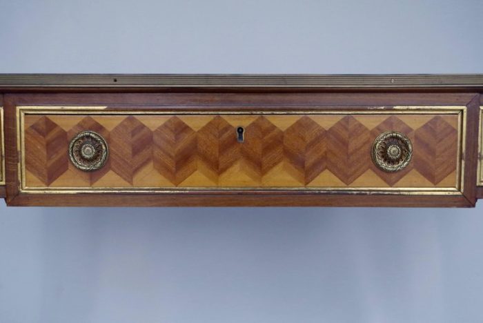 flat desk louis xvi vmarquetry mahogany drawer