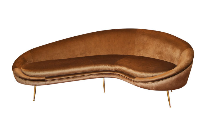 brown velvet bean sofa front 2