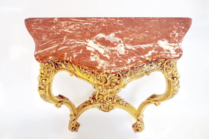 console bois dore louis xv marbre rouge