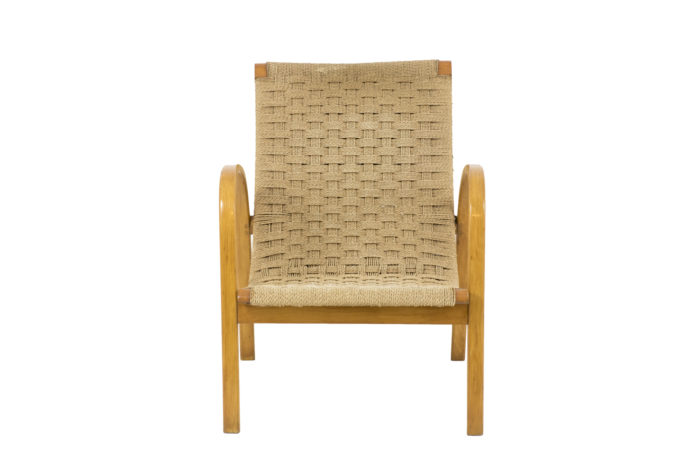 fauteuils corde hêtre blond design scandinave face