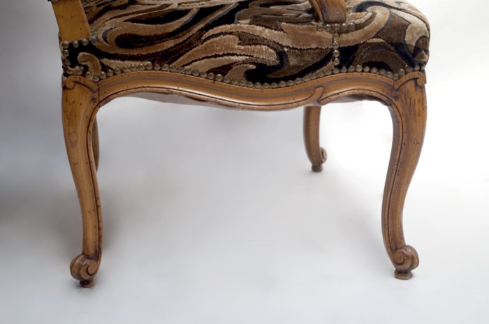 fauteuils louis xv bois naturel dos profil