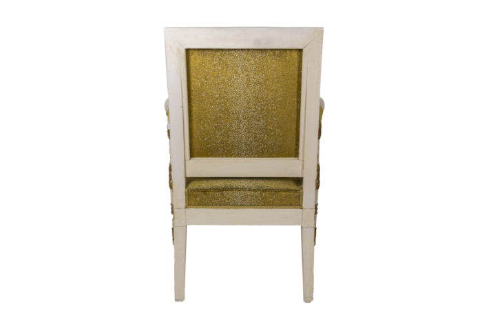 fauteuils style empire bois laqué blanc et or 4