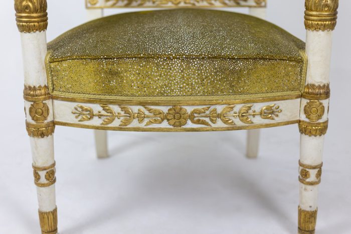empire style armchairs gilt white wood apron
