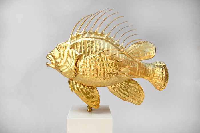 lampe rascasse poisson laiton doré