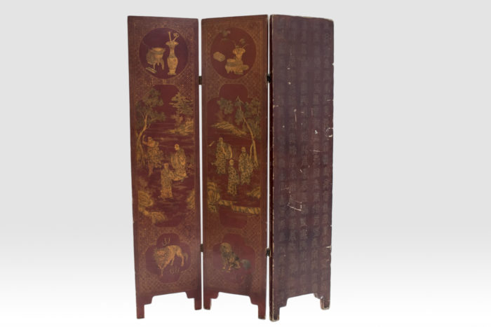 meiji red lacquer folding screen