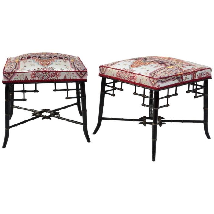 stool napoleon III oriental jacquard