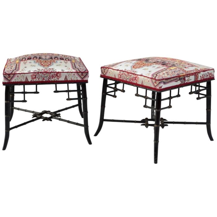 tabouret napoleon III oriental jacquard