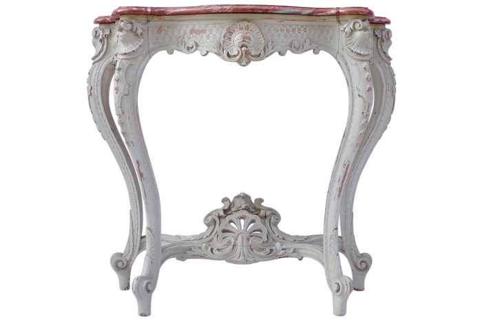 console Louis XV 1900 marble wood