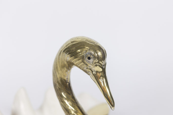 Brass and shell swan, Binazzi style, circa 1970 - bec