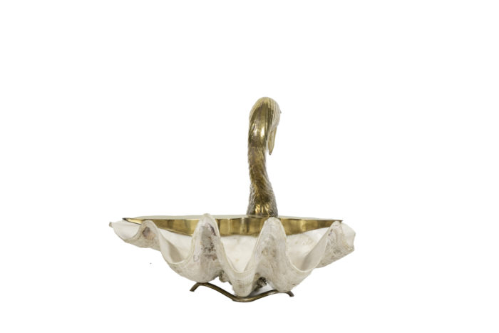 Brass and shell swan, Binazzi style, circa 1970 - back