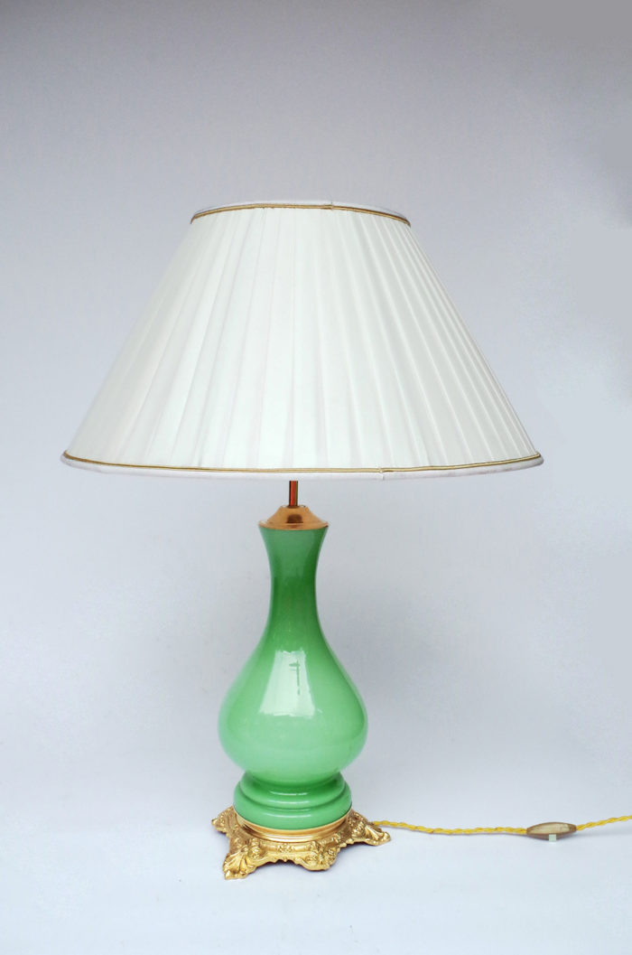 Green opaline lamp gilt bronze