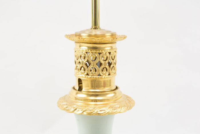 Paire lampe céladon bronze