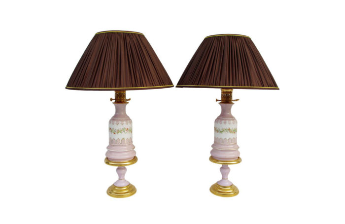 pair of lilac porcelain lamps
