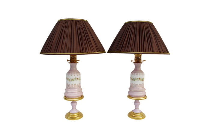 paire lampes lilas porcelaine paris