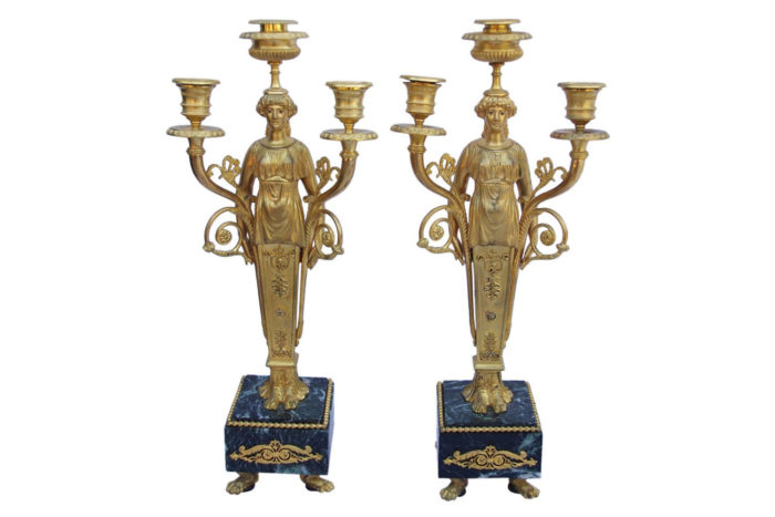 caryatid bronze marble candelabras