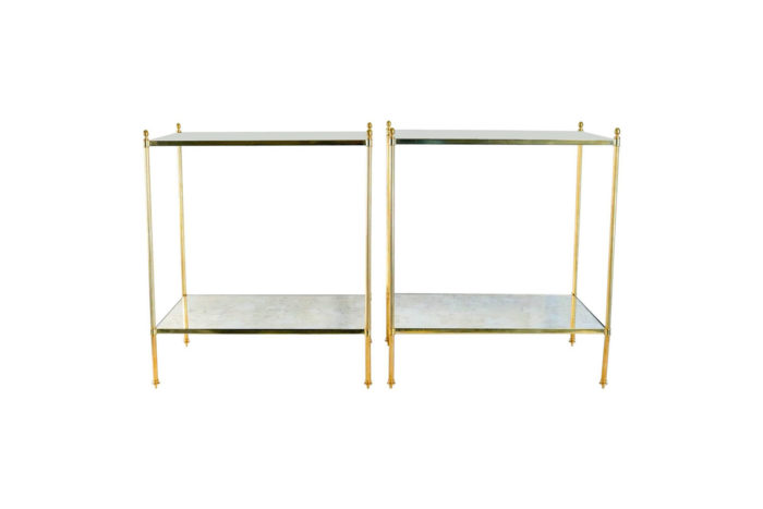 gilt brass mirror side tables