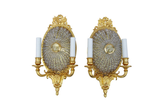 gilt bronze and glass sconces