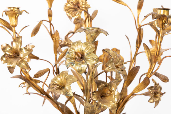 flowers candelabra in gilt brass bronze