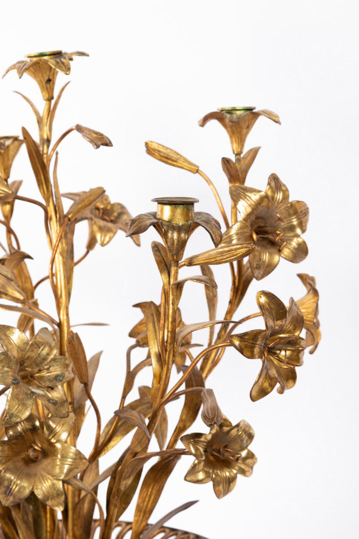 flowers candelabra in gilt brass bronze detail