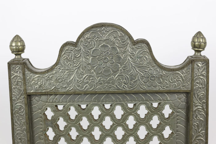 moorish style fireside chairs embossed metal back