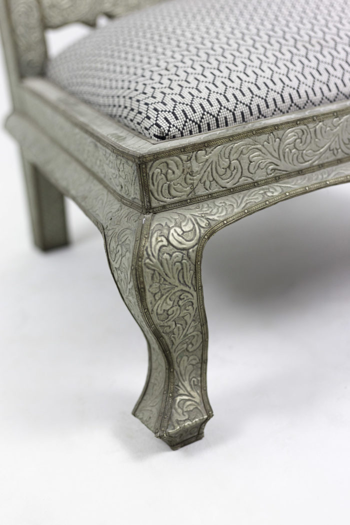 moorish style fireside chairs embossed metal leg