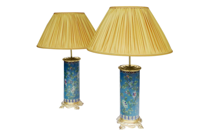 enamel cloisonne lamps gilt bronze