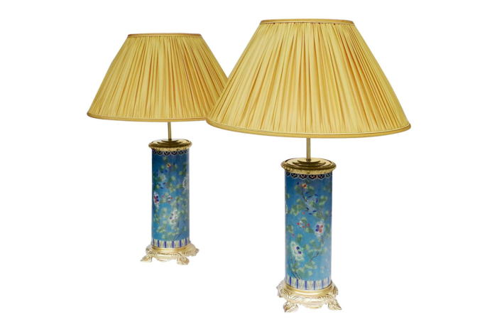 enamel cloisonne lamps gilt bronze