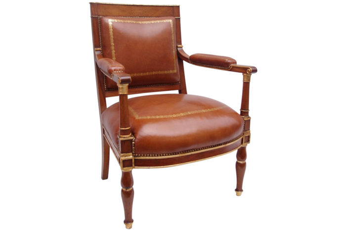 mahogany leather Empire armchair
