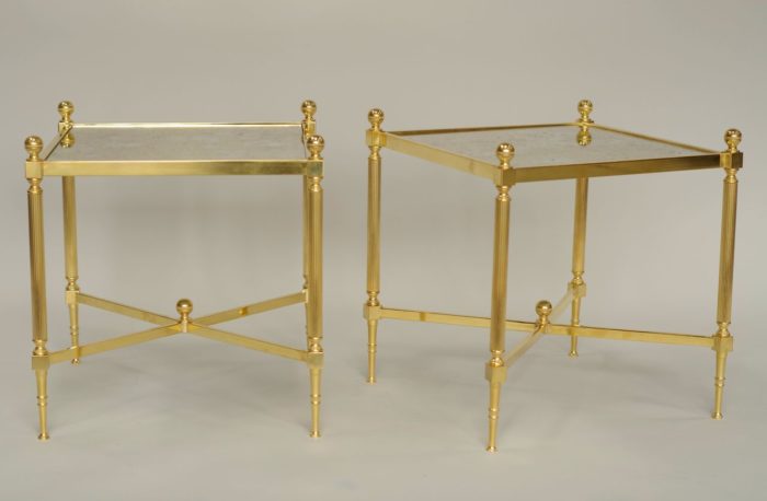 gilt brass mirror side tables