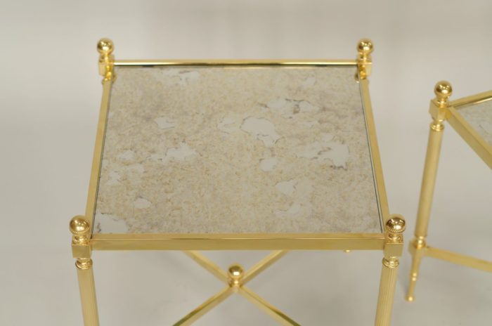 gilt brass mirror side tables