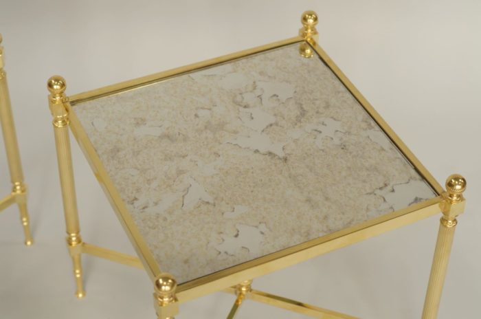 gilt brass mirror side tables