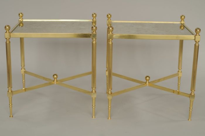 gilt brass mirror side tables