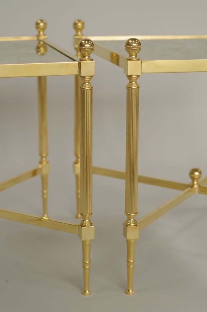 gilt brass mirror side tables