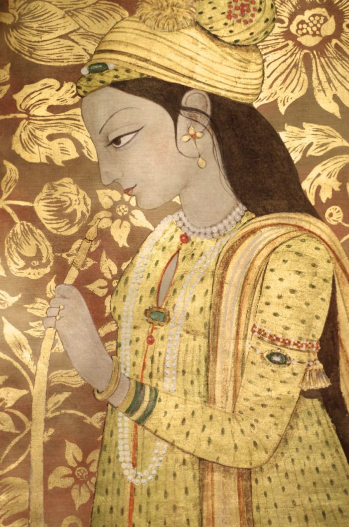 indian woman painted canvas profile