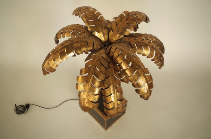 lampe palmier laiton doré