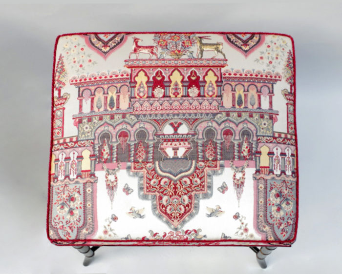 stool napoleon III oriental jacquard