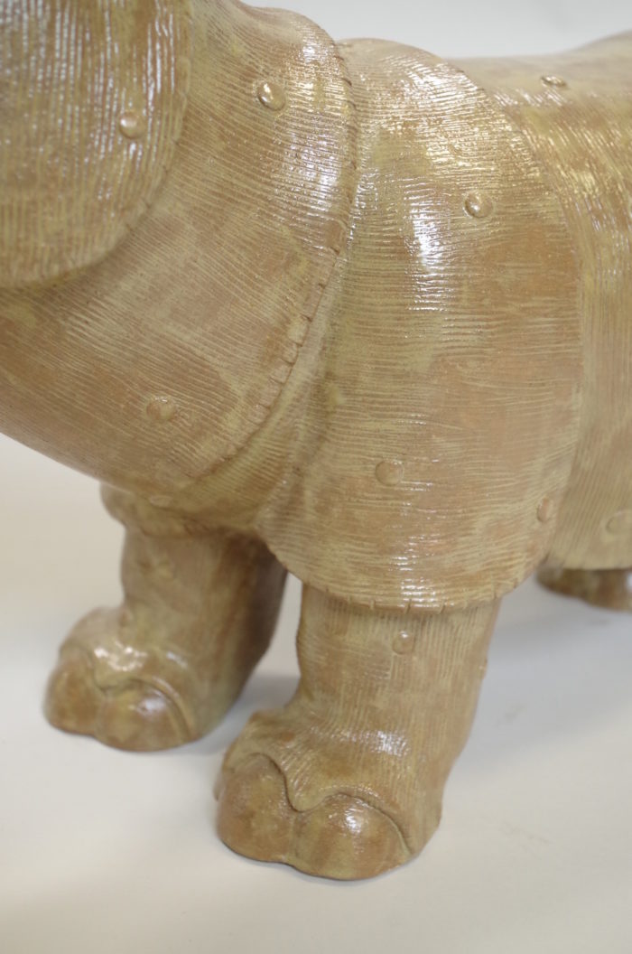 Rhinoceros, glazed stoneware sculpture