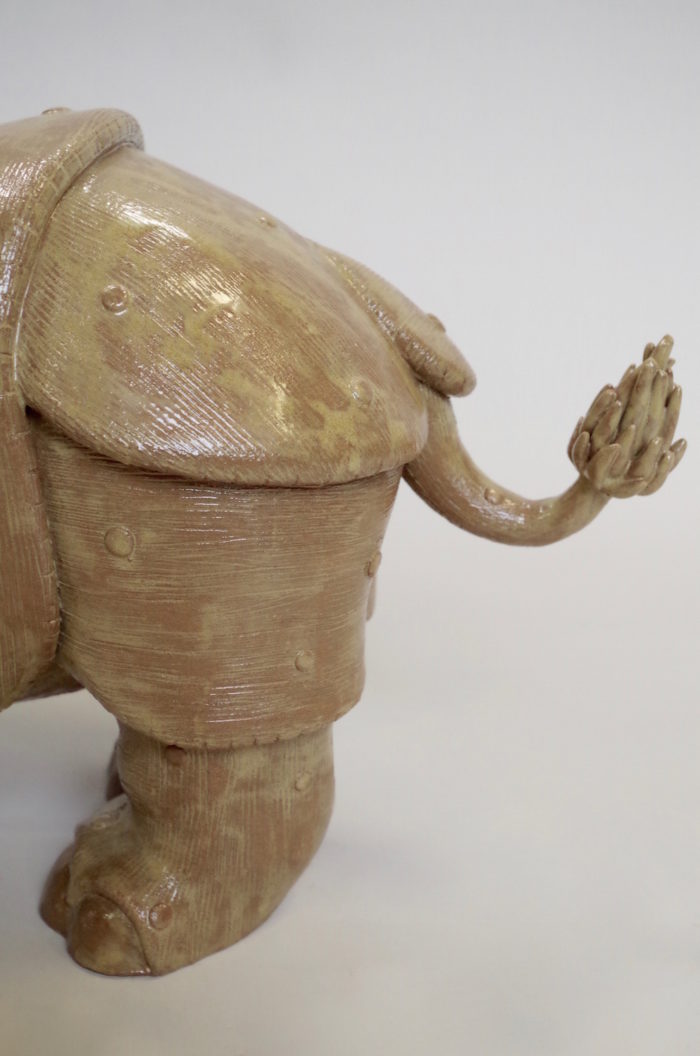 Rhinoceros, glazed stoneware sculpture