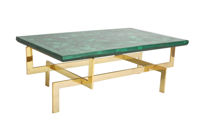 table basse paul legeard malachite laiton doré