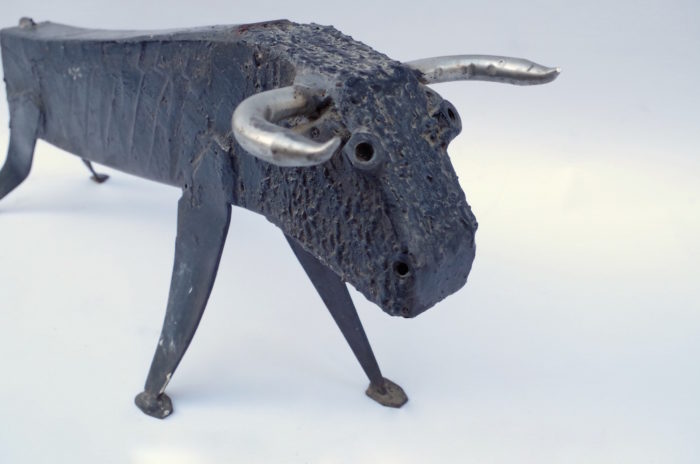 cast iron sculpture bull