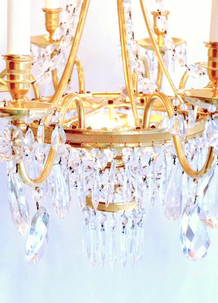 Directoire style chandelier with crystal