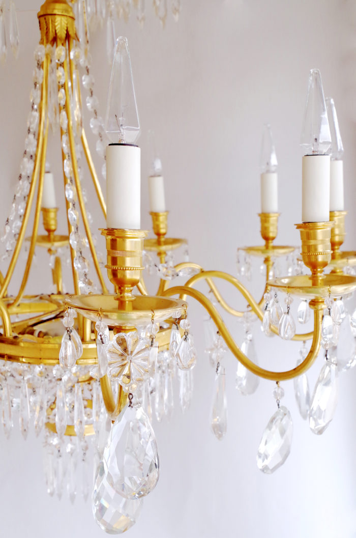 Directoire style chandelier with crystal