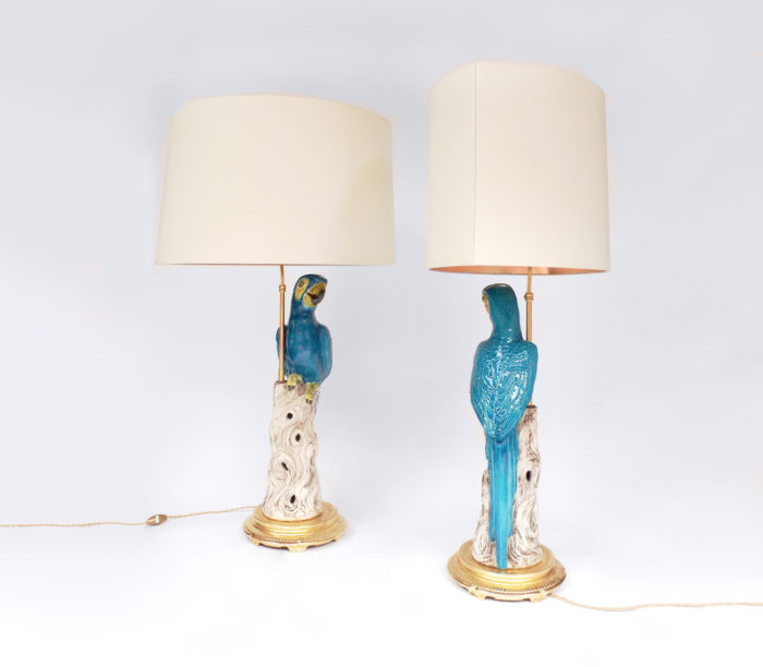 parrots faience lamps