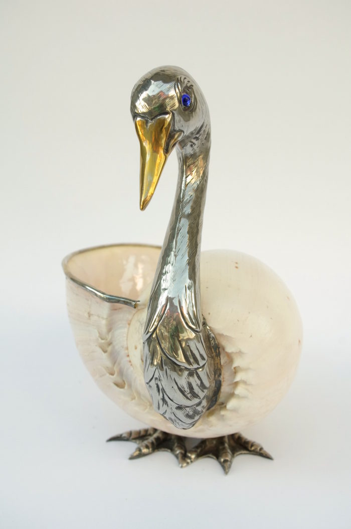 binazzi metal swan trinket bowl