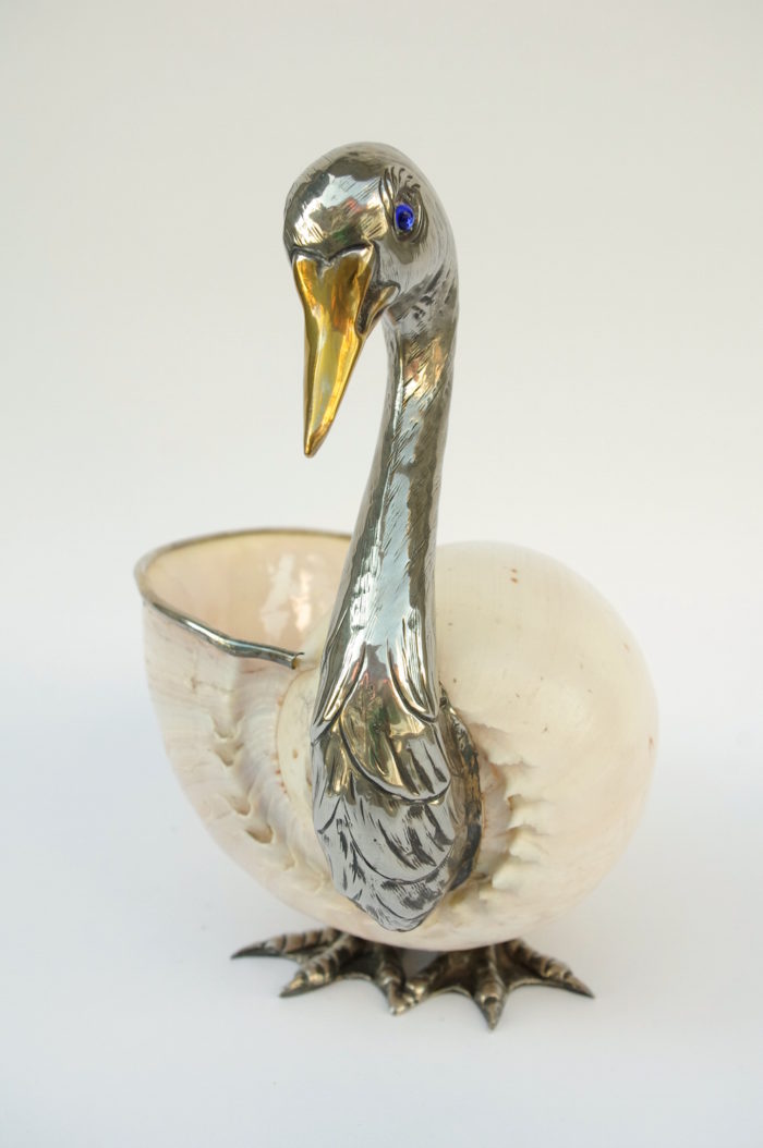 binazzi metal swan trinket bowl