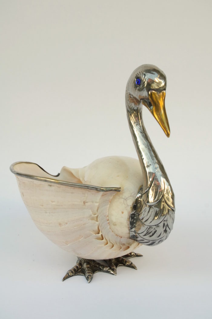 binazzi metal swan trinket bowl