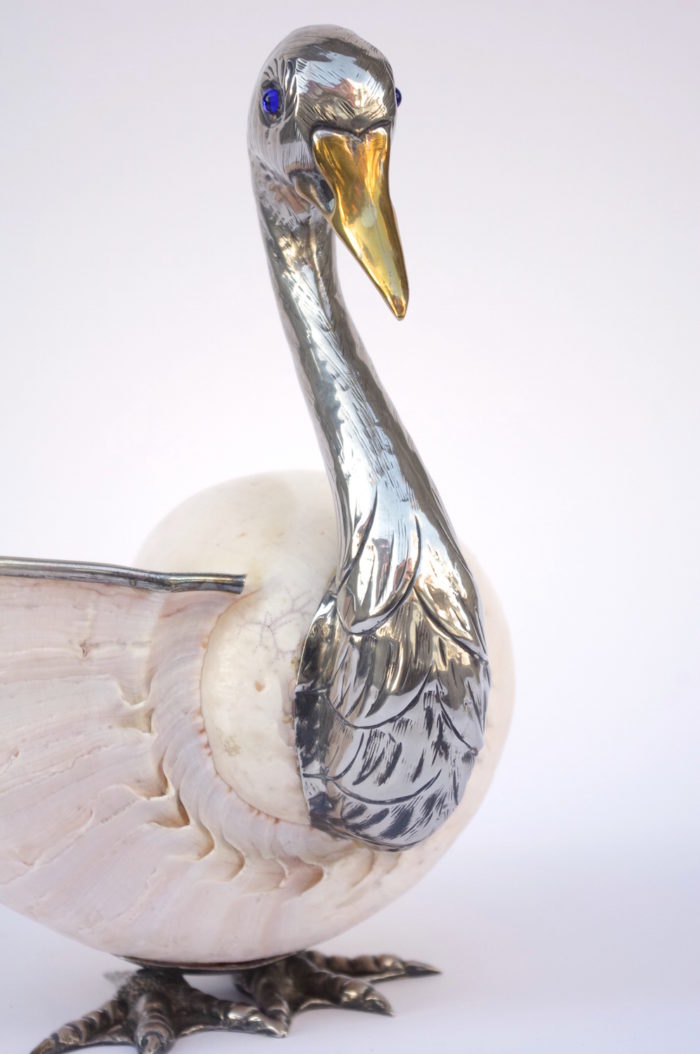 binazzi metal swan trinket bowl